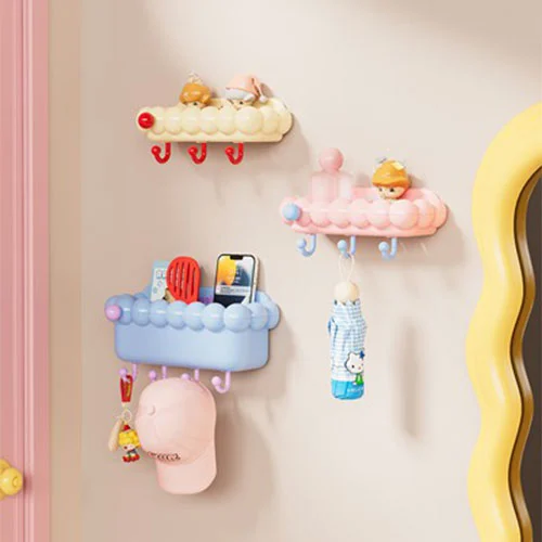 Round, Plump Door-mounted Storage Rack, Large Size with Hooks