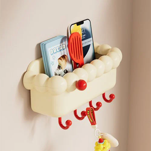 Round, Plump Door-mounted Storage Rack, Large Size with Hooks