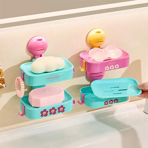 Round Suction Cup Double-Layer Soap Dish