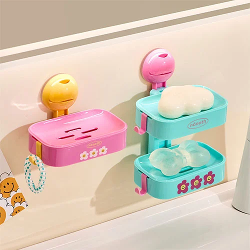 Round Suction Cup Double-Layer Soap Dish