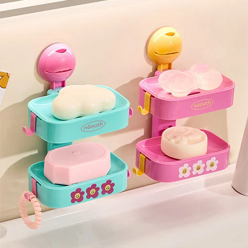 Round Suction Cup Double-Layer Soap Dish
