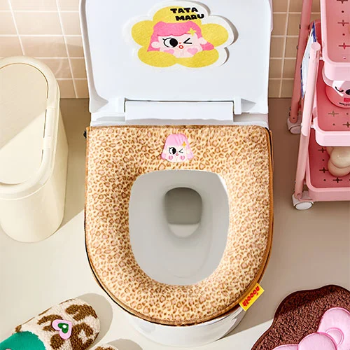 Leopard-Print Peachy-Peach Toilet Seat Cushion