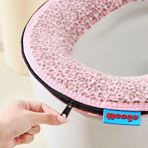 Leopard-Print Peachy-Peach Toilet Seat Cushion
