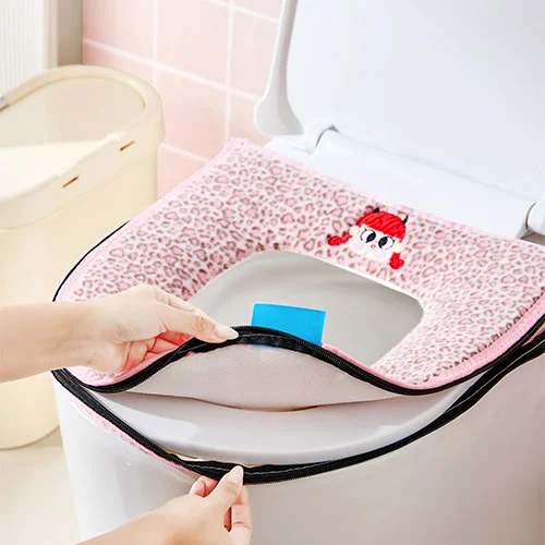 Leopard-Print Peachy-Peach Toilet Seat Cushion