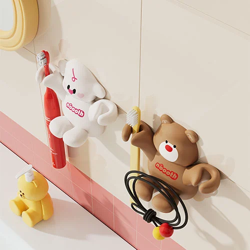 Silicone Double Toothbrush Holder Animal