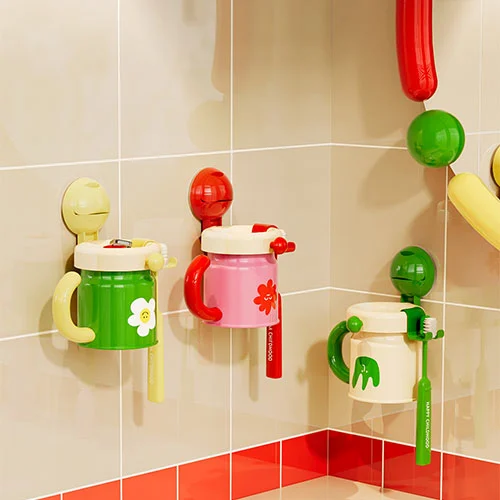 Suction Cup Magnetic Handle Cup Toothbrush Holder