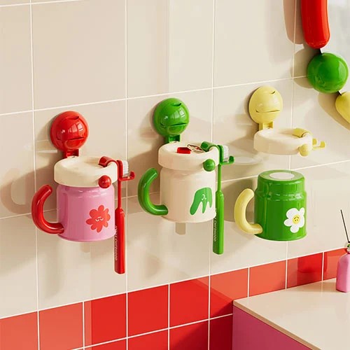 Suction Cup Magnetic Handle Cup Toothbrush Holder