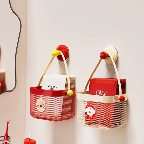 Suction-cup Mesh Small-item Storage Basket
