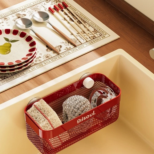 Mesh-Panel Sink Direct-Drain Storage Rack