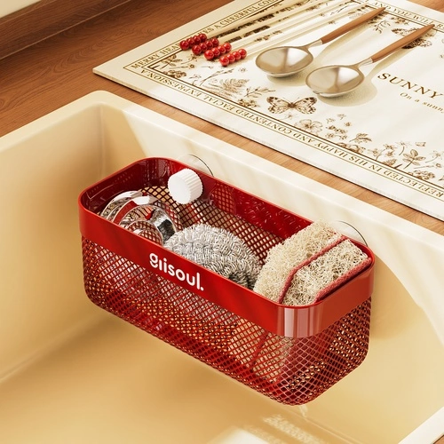 Mesh-Panel Sink Direct-Drain Storage Rack