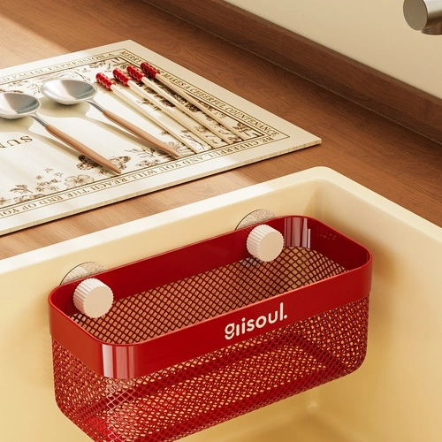 Mesh-Panel Sink Direct-Drain Storage Rack