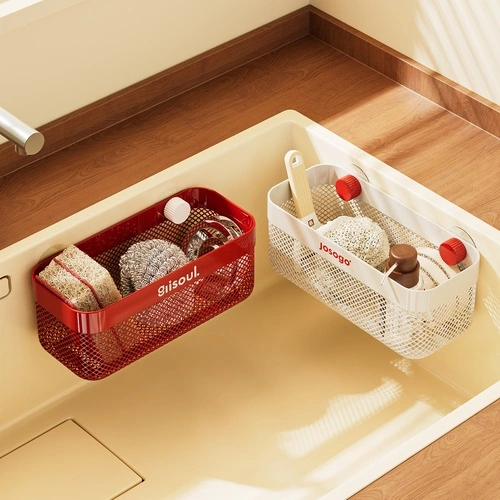 Mesh-Panel Sink Direct-Drain Storage Rack