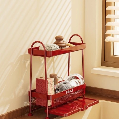 Wrought Iron Double-Layer Mesh Sink Storage Rack