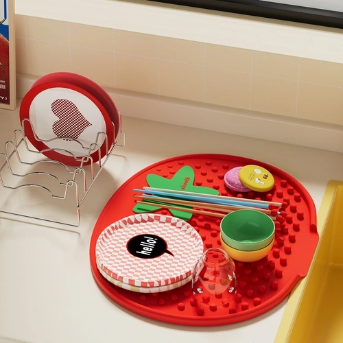 Colorful Silicone Draining Mat, Drainer Rack