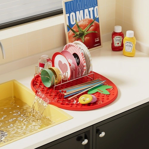 Colorful Silicone Draining Mat, Drainer Rack