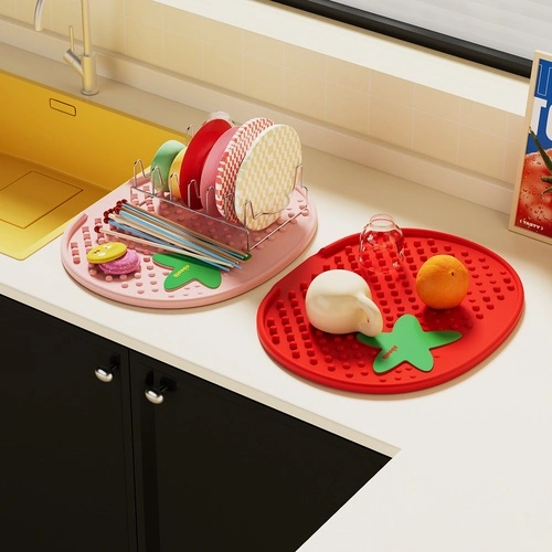 Colorful Silicone Draining Mat, Drainer Rack