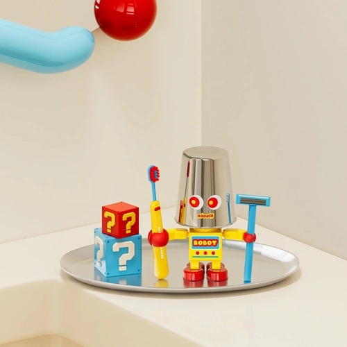 Tin Robot Mouthwash Cup Holder
