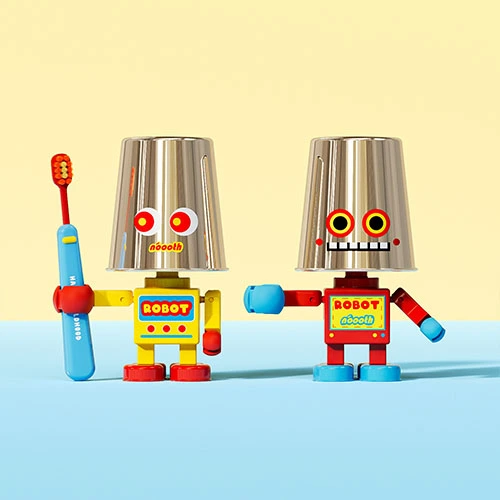 Tin Robot Mouthwash Cup Holder