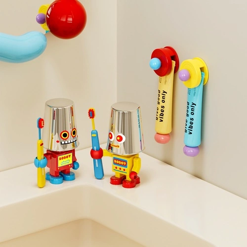 Tin Robot Mouthwash Cup Holder