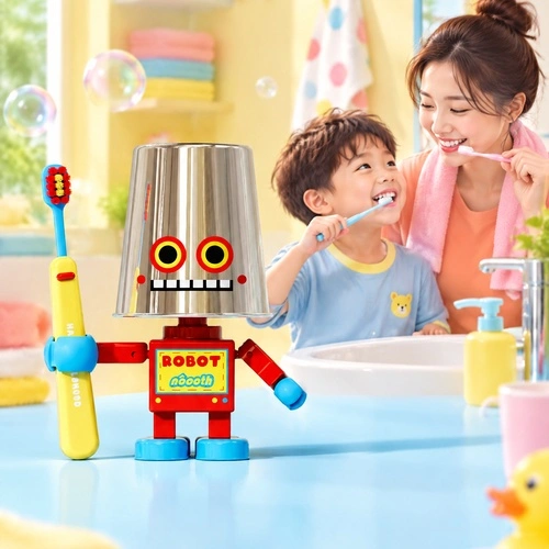 Tin Robot Mouthwash Cup Holder
