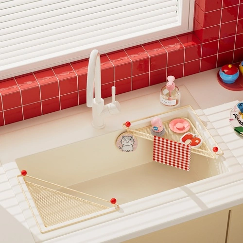 Wrought Iron Mesh Sink Built-in Shelf (Spherical Design)